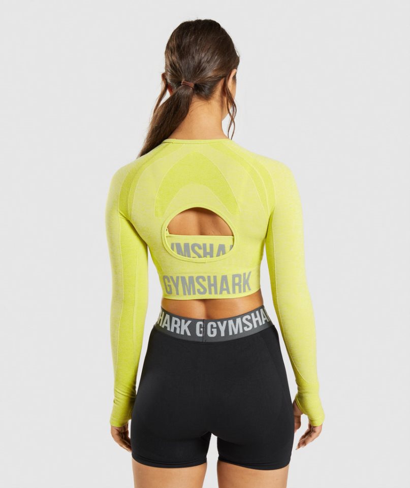 Przycięte Topy Gymshark Flex Sports Long Sleeve Damskie Żółte | PL 146DSX